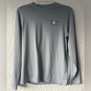 Boy’s Vineyard Vines Performance  L/S Tee,  Gray With Baseball Motif, Size M